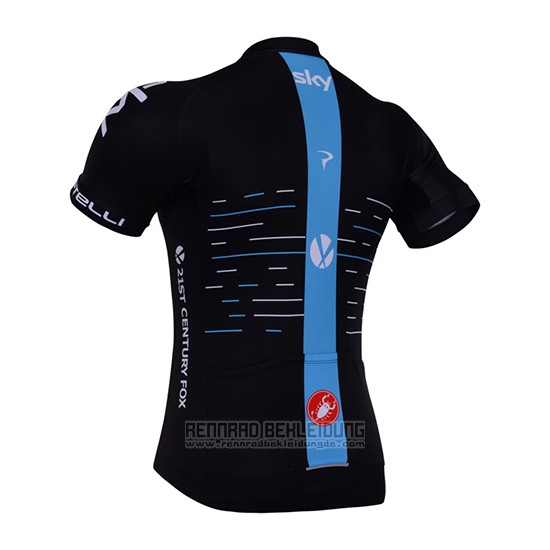 2017 Fahrradbekleidung Sky Shwarz Trikot Kurzarm und Tragerhose